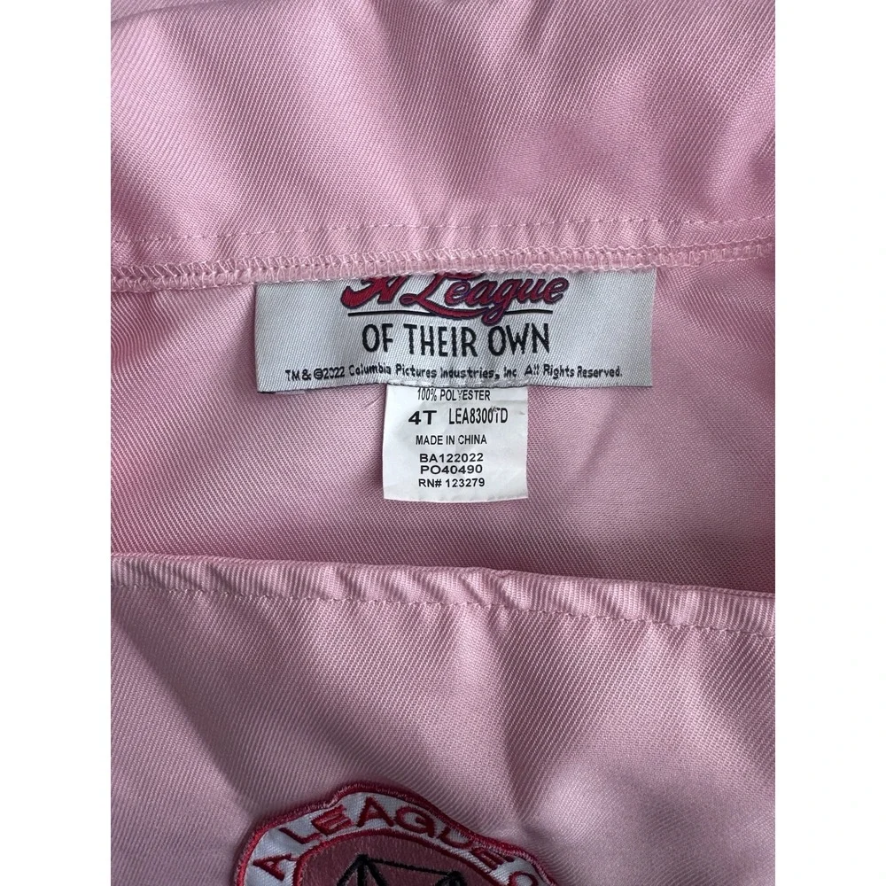 Girls League of Their Own Rockford Peaches Pink Baseball Dress Costume 4T Dottie